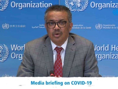 WHOのTedros事務局長は新型コロナの感染が拡大した過去3カ月を振り返った（画像：WHO）